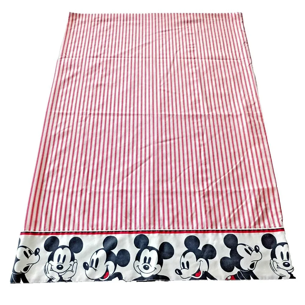 Vintage 1992 Mickey Mouse Pillowcase Red and White Stripes 22